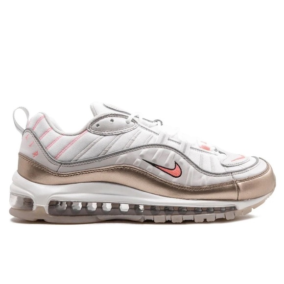 NEW Nike Air Max 98 "Rose Gold" sneakers pink and white leather metallic shoes - Picture 9 of 13